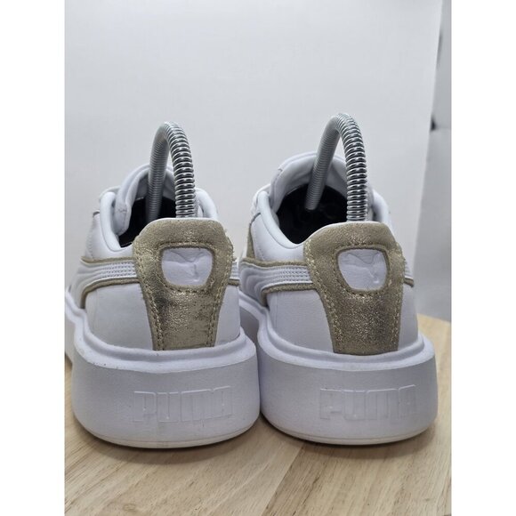 PUMA Oslo Maja Gloaming Platform SNEAKER SHOE WOMENS SIZE US 6 WHITE/GOLD EUC - Picture 5 of 8